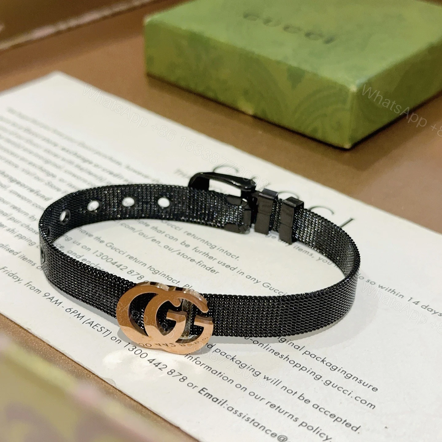 Gucci精品仿製黑色帆布手鍊男女通用雙G金屬標配飾 — view 1