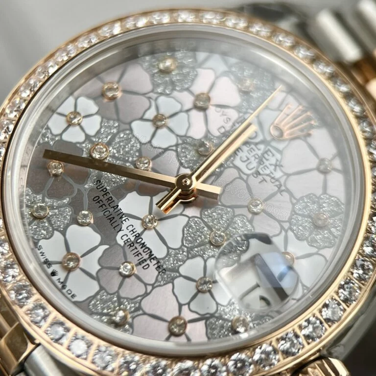 View 3 of Rolex Datejust 31mm Super Clone Watch Flower Dial With Diamond Bezel