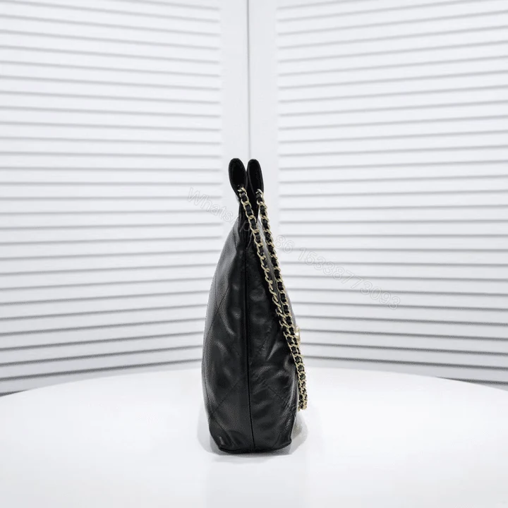 View 3 of Chanel 22 Handbag Shiny And Gold Tone Metal Black 42Cm AS3261 B19059 94305