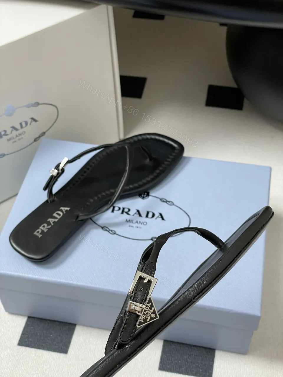 View 4 of Black Leather Minimalist Mules with Subtle Logo Accent, All-Day Comfort