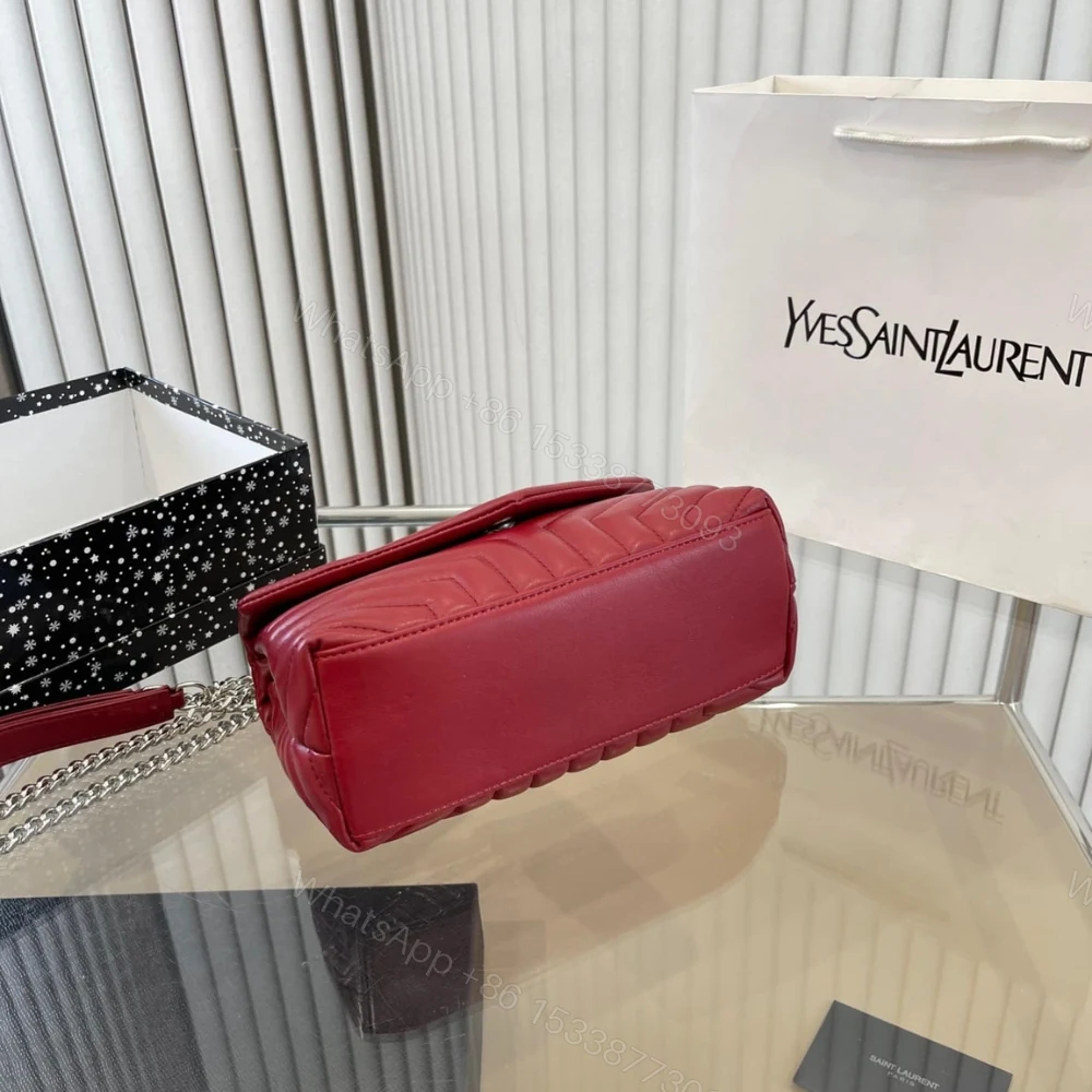 View 7 of Saint Laurent Loulou Small Chain Bag In Quilted Y Wine Red 25Cm