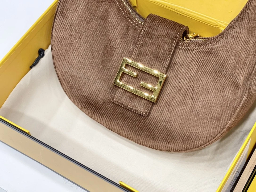 View 2 of Fendi Brown Suede Croissant-Bag