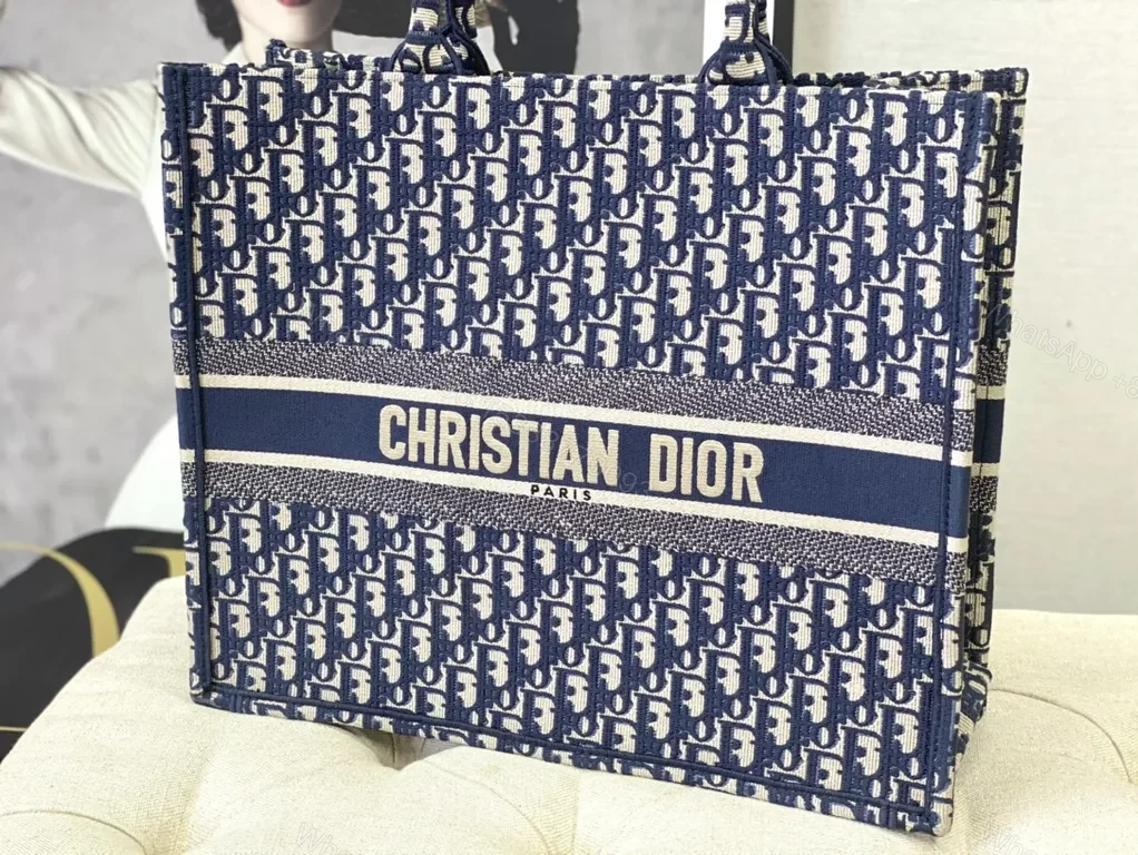 View 4 of Iconic Dior Oblique Tote: Navy Canvas Luxury Everyday Carry