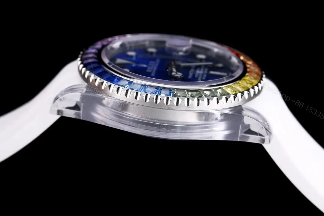 View 6 of Rolex Submariner Phantom Crystal Blue Dial White Strap Edition 40mm RG-SUB-BLUE-RAINBOW-PHANTOM