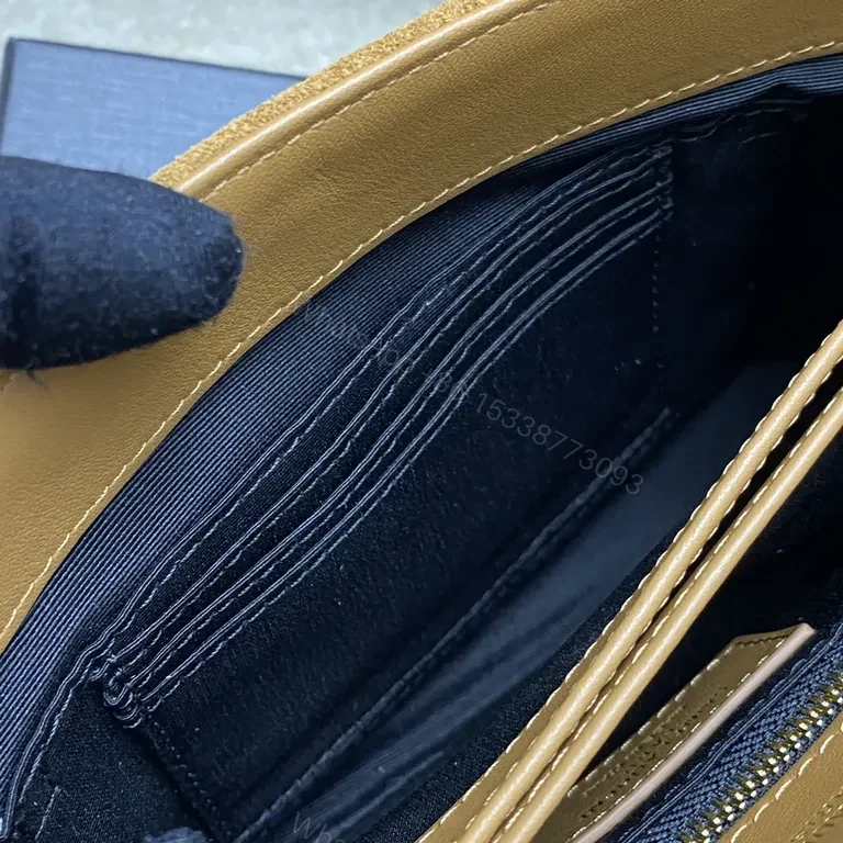 View 3 of Signature Suede Crossbody: Chevron + YSL Hardware Bag