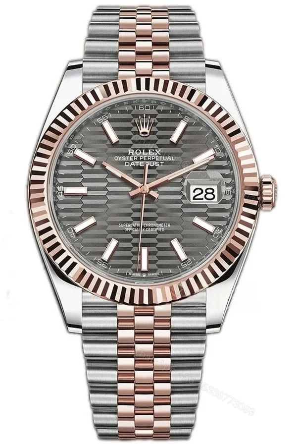 Rolex Datejust M126331-0020 1:1 Replica Water Ripple Rose Gold Gray Dial Jubilee 41MM 3235 Movement Super Clone Watch — view 1
