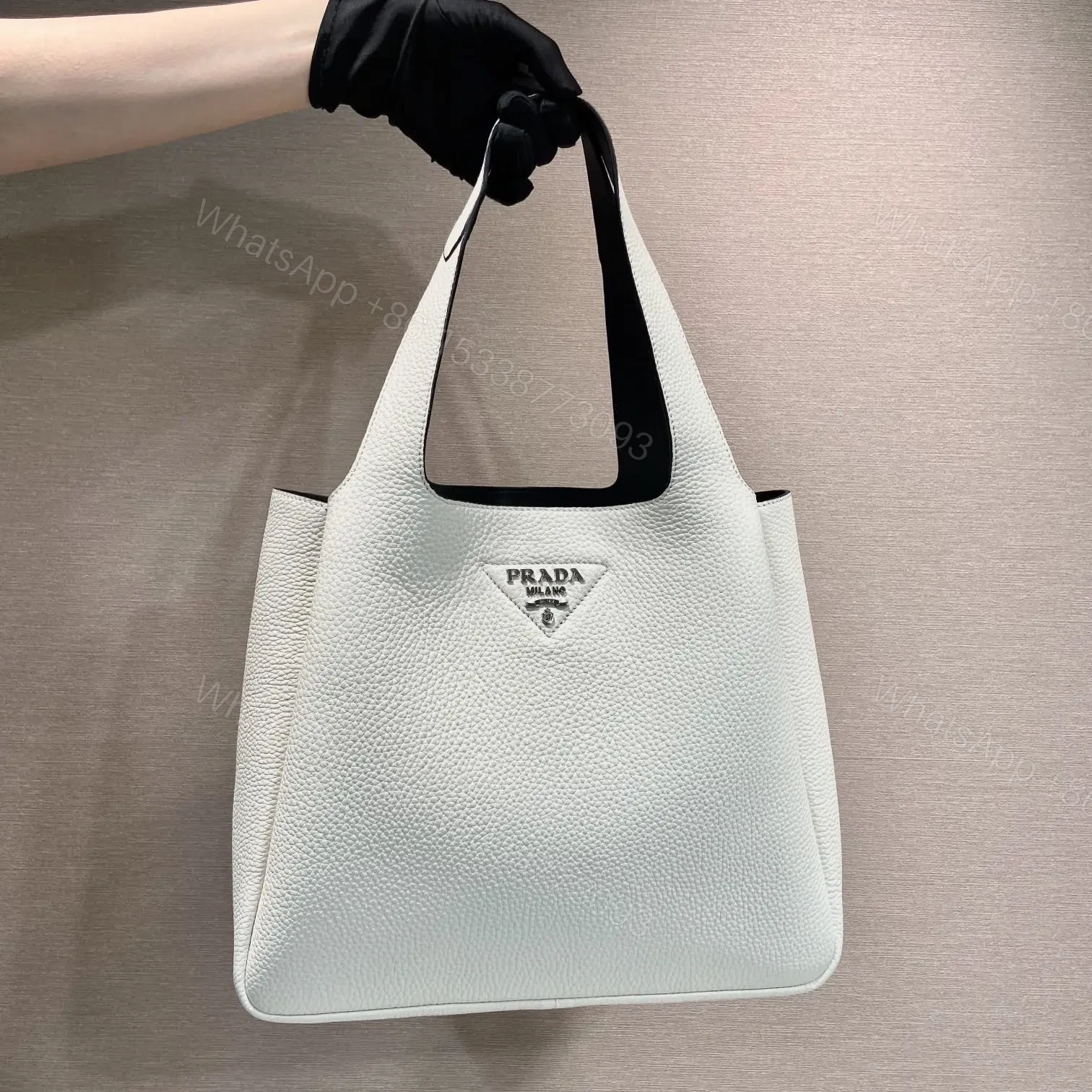 View 10 of 高仿Prada*Tote系列菜籃子1BG338大號白色免檢版