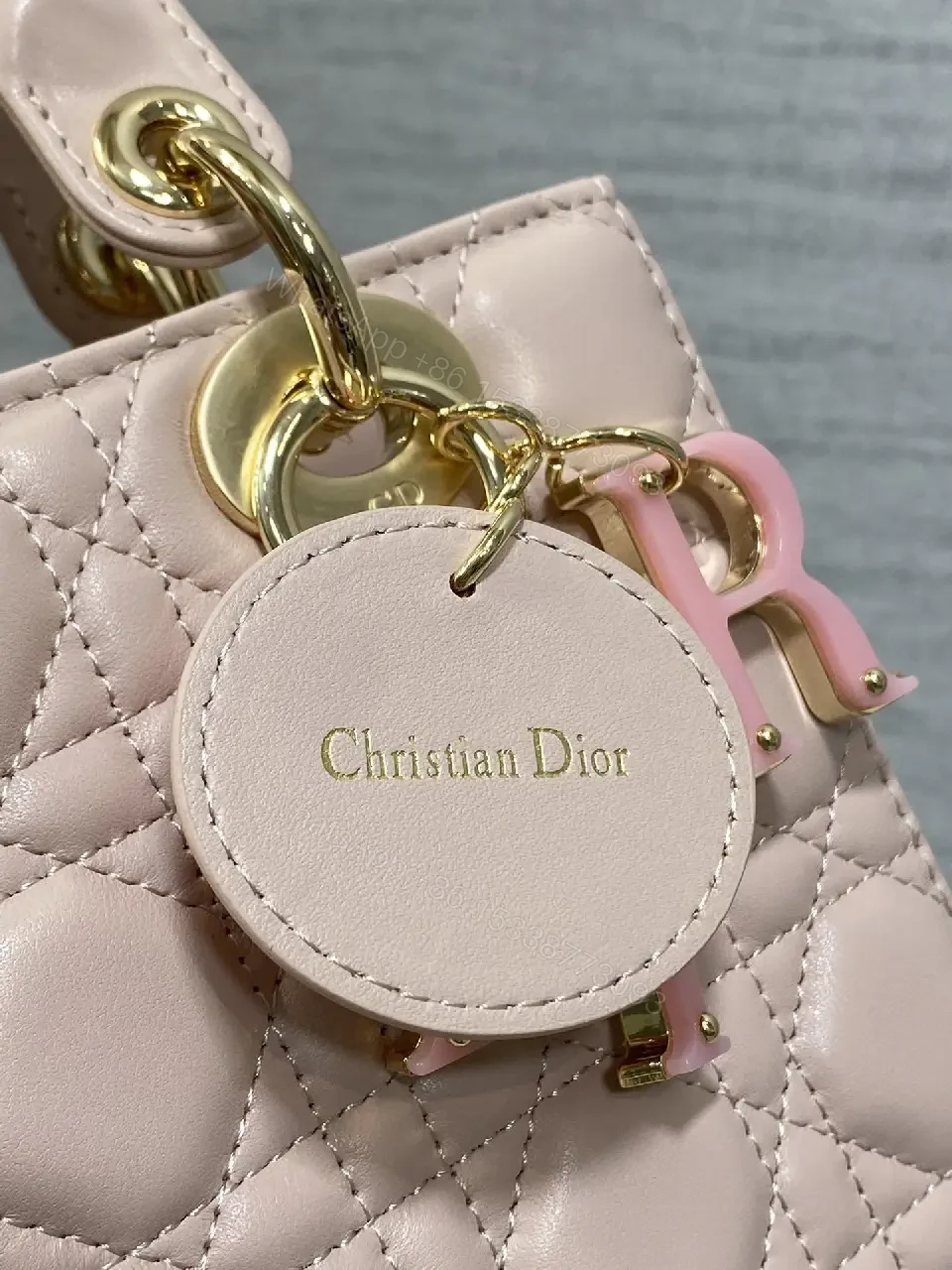View 9 of Soft Pink Quilted Satchel - Mini Classic with Gold Charms