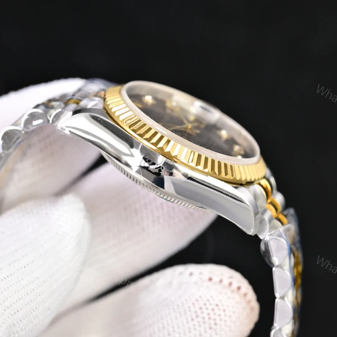 View 4 of Rolex Datejust 31 Stainless Steel Yellow Gold Fluted Black MOP Jubilee 278273-0024