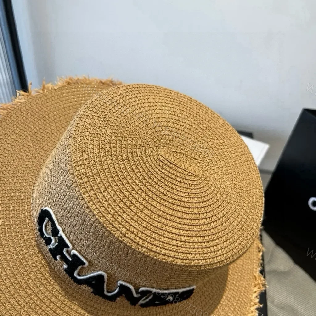 View 8 of Straw Sunray Hat Beige + Straw + Casual Luxe + Bold Logo + Hat