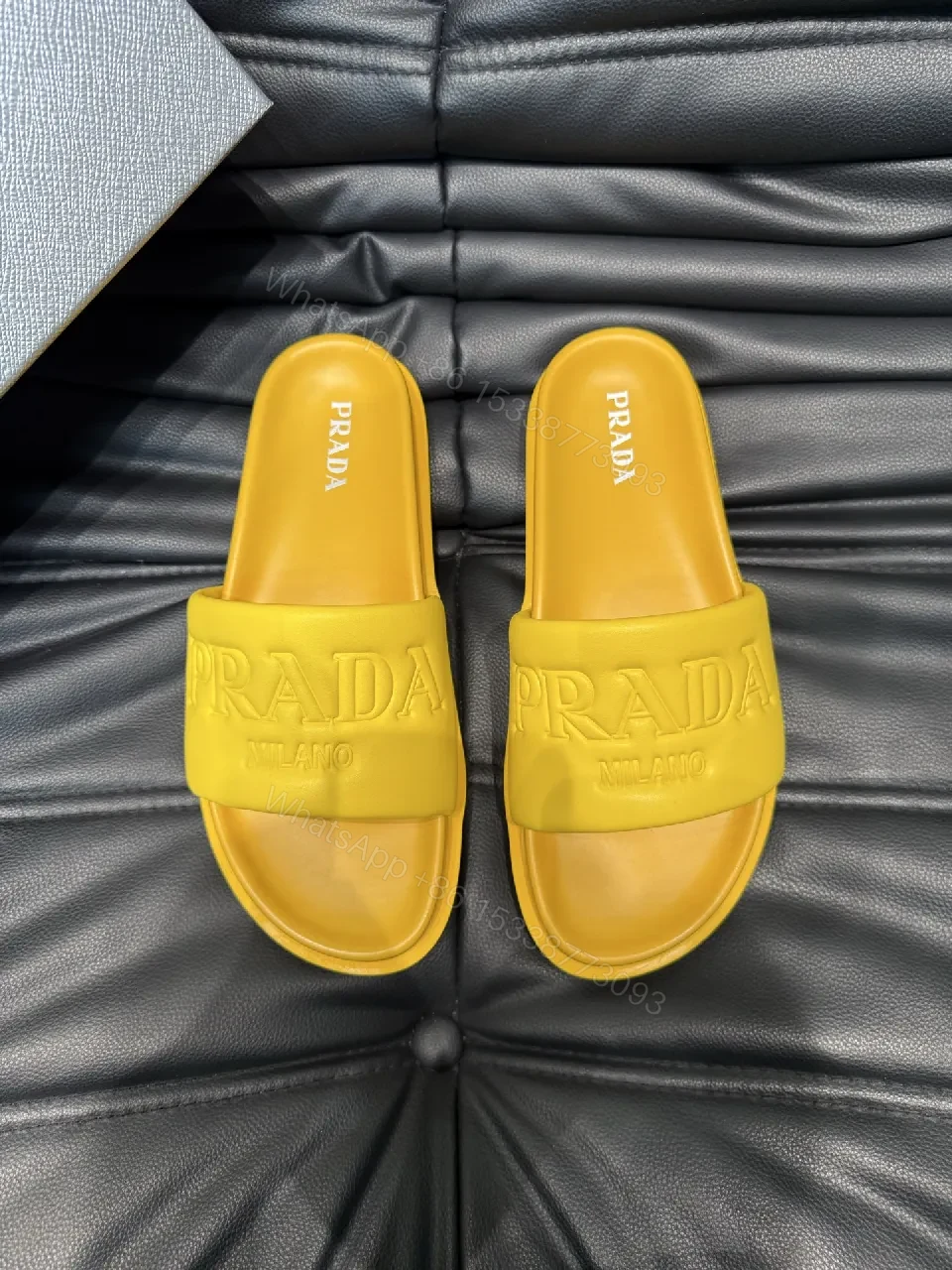 Vivid Yellow Slide Sandals – Minimalist Luxury Comfort — view 1