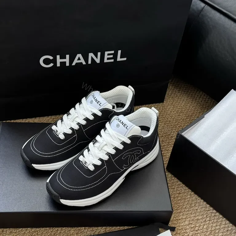 View 6 of Chanel-Inspired Black Luxury Sneaker with Visible Craft