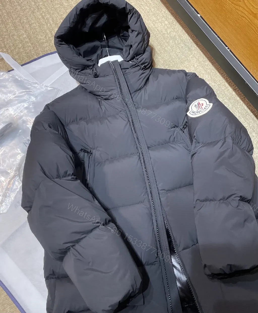 View 6 of Padded Down Coat: Luxe Quilted, Windproof Warmth, Black