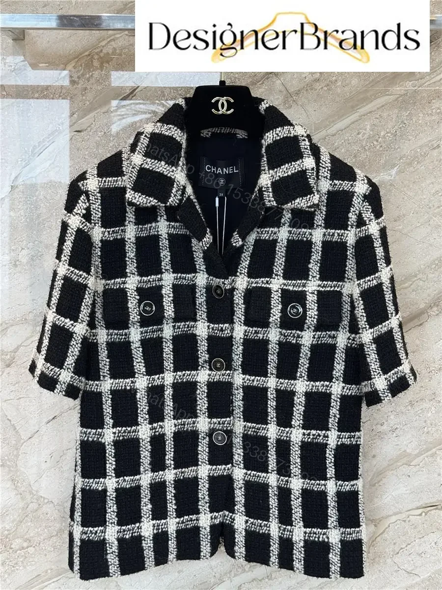 View 2 of Chanel Classic Black and White Plaid Tweed Jacket