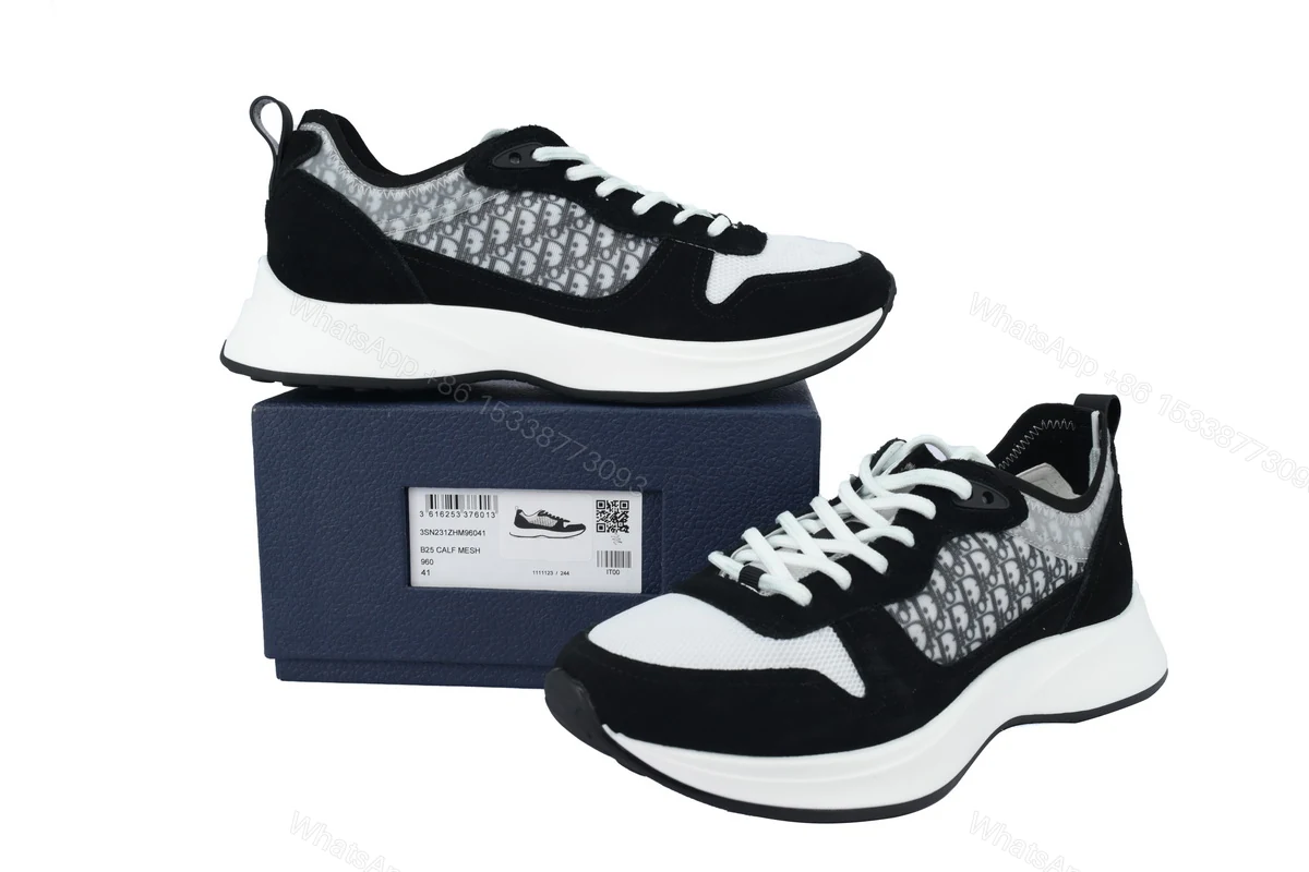 View 5 of Dior B25 Oblique Runner Sneaker Black Suede 3SN259YUH_H960