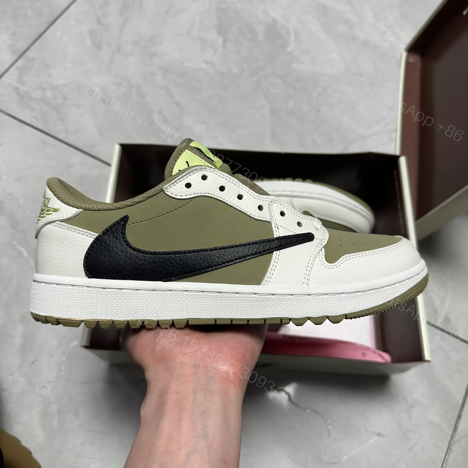 Jordan 1 Retro Low Golf Travis Scott Neutral Olive — view 1