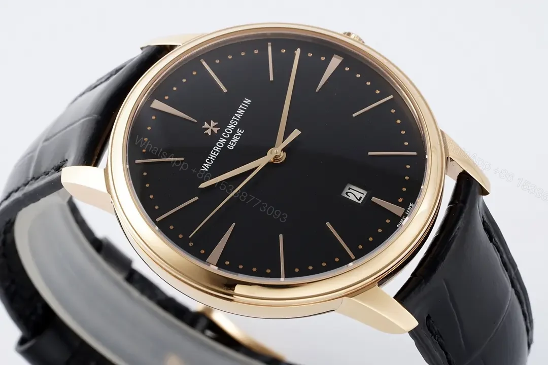 View 5 of PPF Factory Vacheron Constantin Patrimony 85180 Series Watch – Black Dial, Rose Gold Case, Black Leather Strap