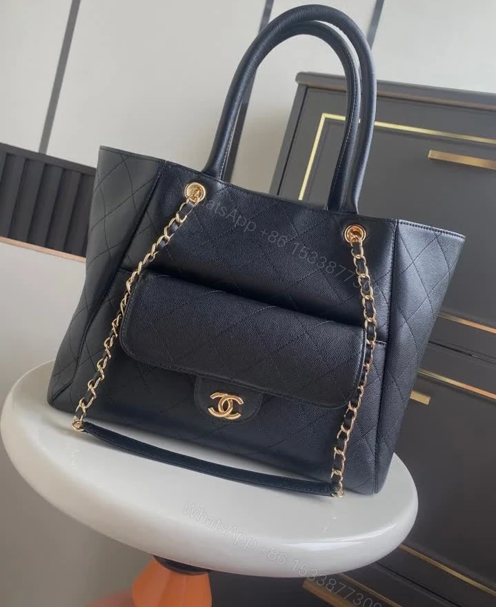 View 3 of Chanel Replica Shopping Tote Bag 6024 Grained Calfskin