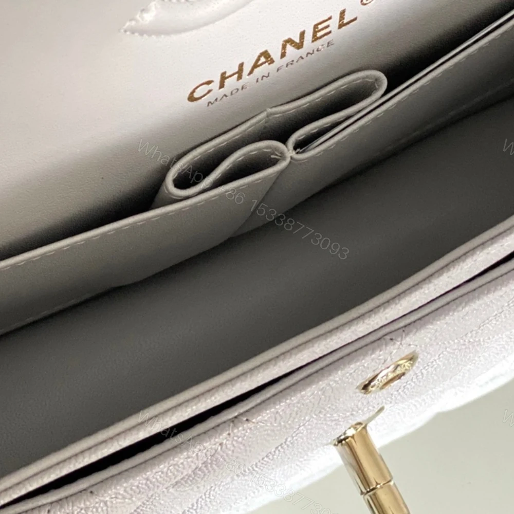 View 8 of Chanel Classic Handbag Grey With Gold Hardware 26cm A01112