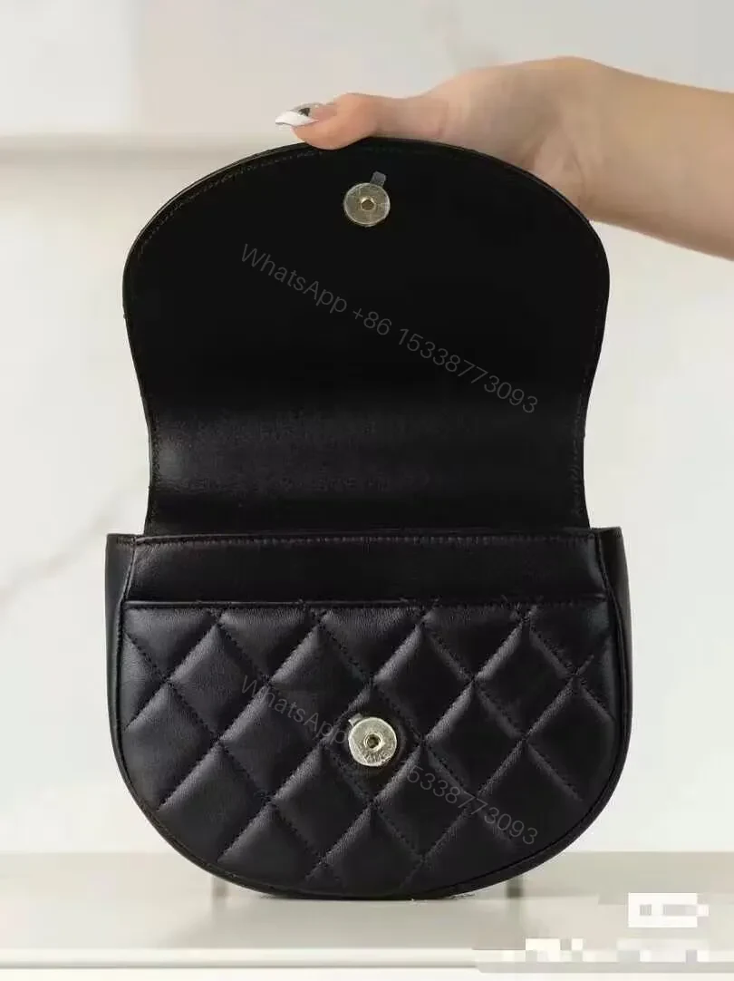 View 4 of Black Faux Leather Quilted Crossbody: Modern Minimalist Chic