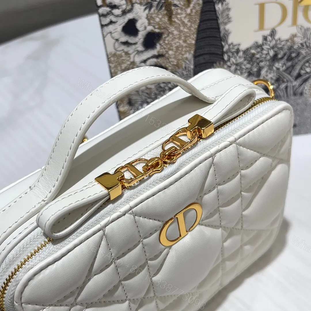 View 3 of Dior Plaid Replica 1:1 High Quality Handbag Smooth White Leather 18cm