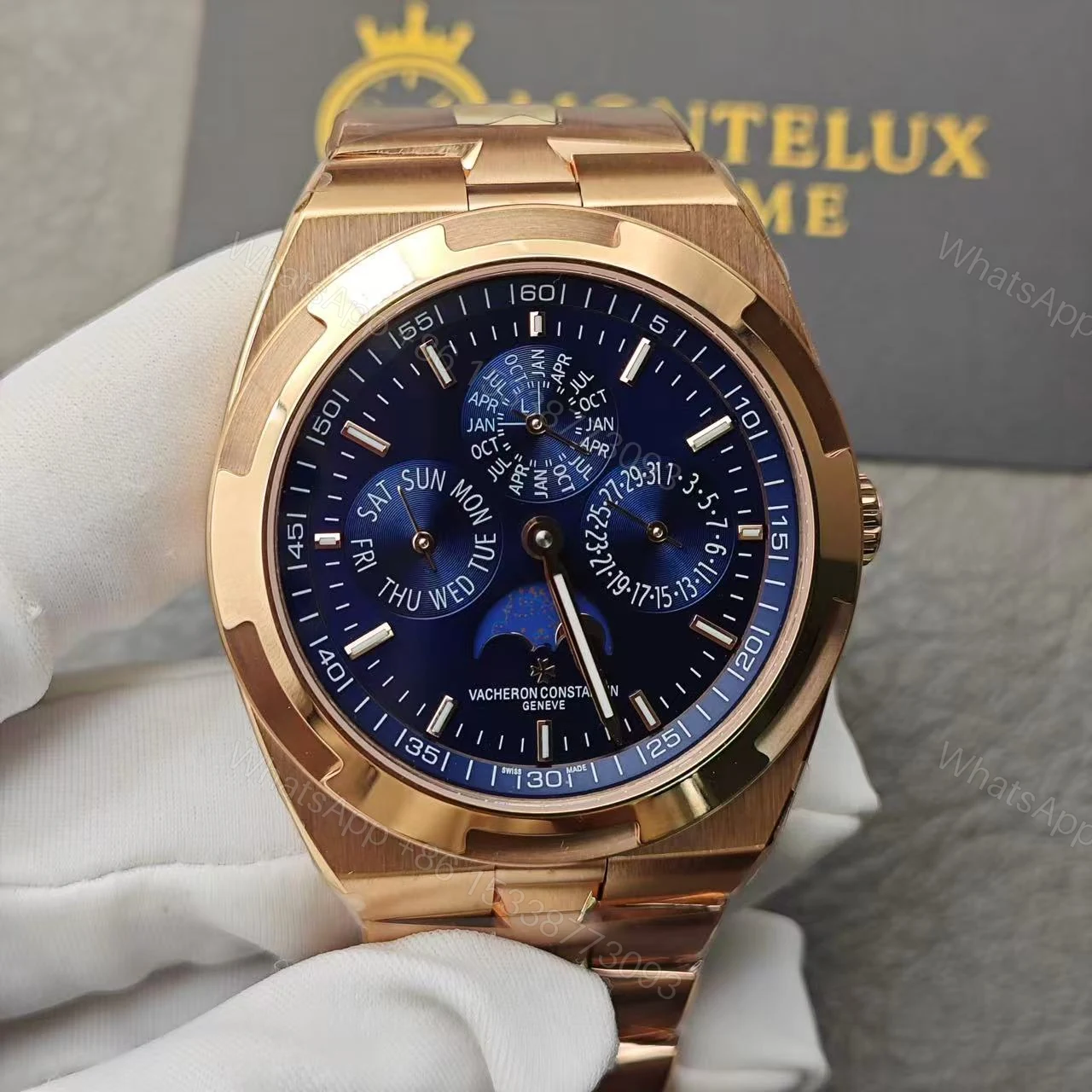 View 17 of Replica vacheron constantin Overseas perpetual calendar ultra-thin 41.5 mm 18K 5N pink gold