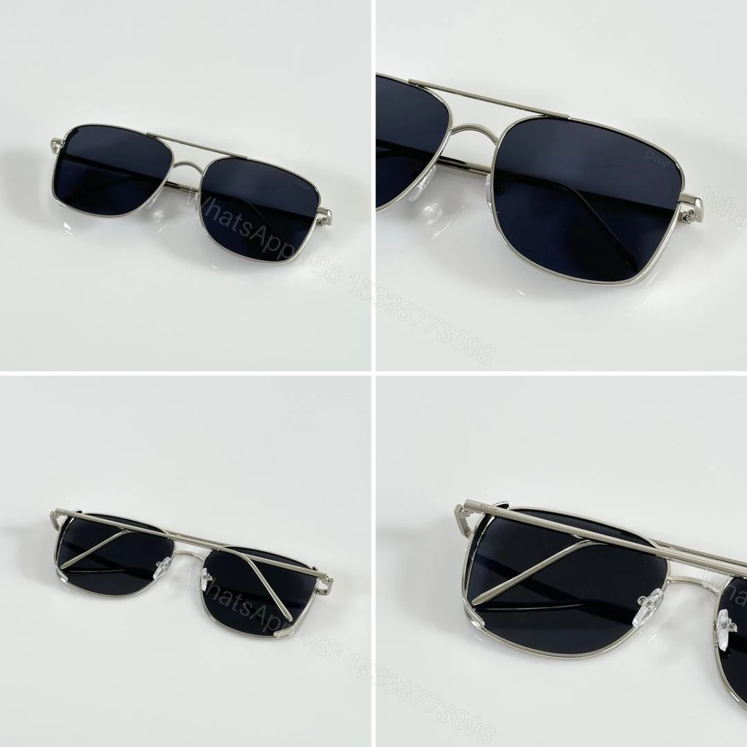 View 2 of First Copy Dior Square Black Lens Sunglasses Metal Frame Unisex UV Protection