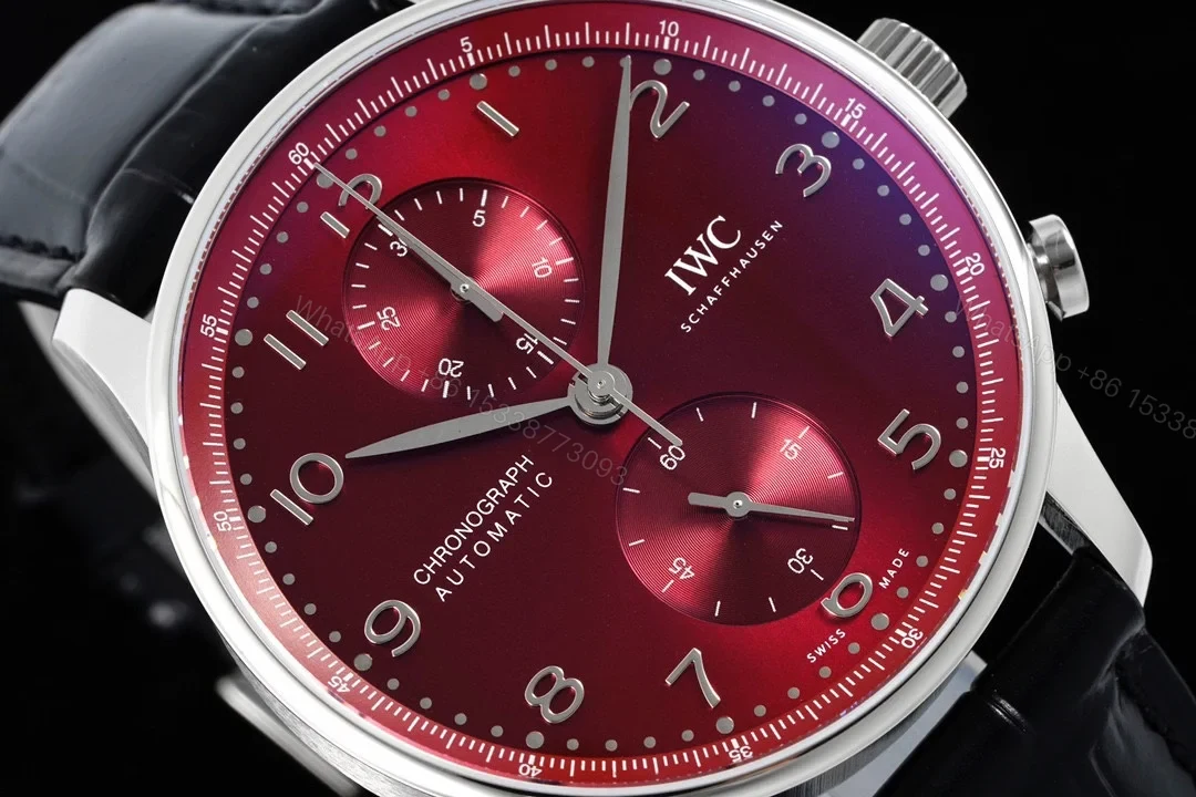 View 4 of IWC Portugieser Chronograph Stainless Steel / Burgundy Dial IW3716-16