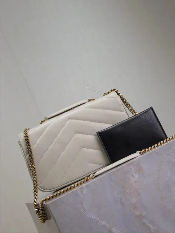 View 2 of Chic Quilted YSL-Logo Bag Set: Leather, Gold, Compact Cardholder