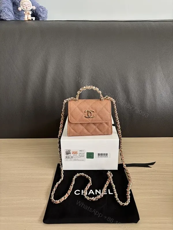 Warm Quilted Mini Flap Bag, Chain-Shoulder, Luxe Texture — view 1