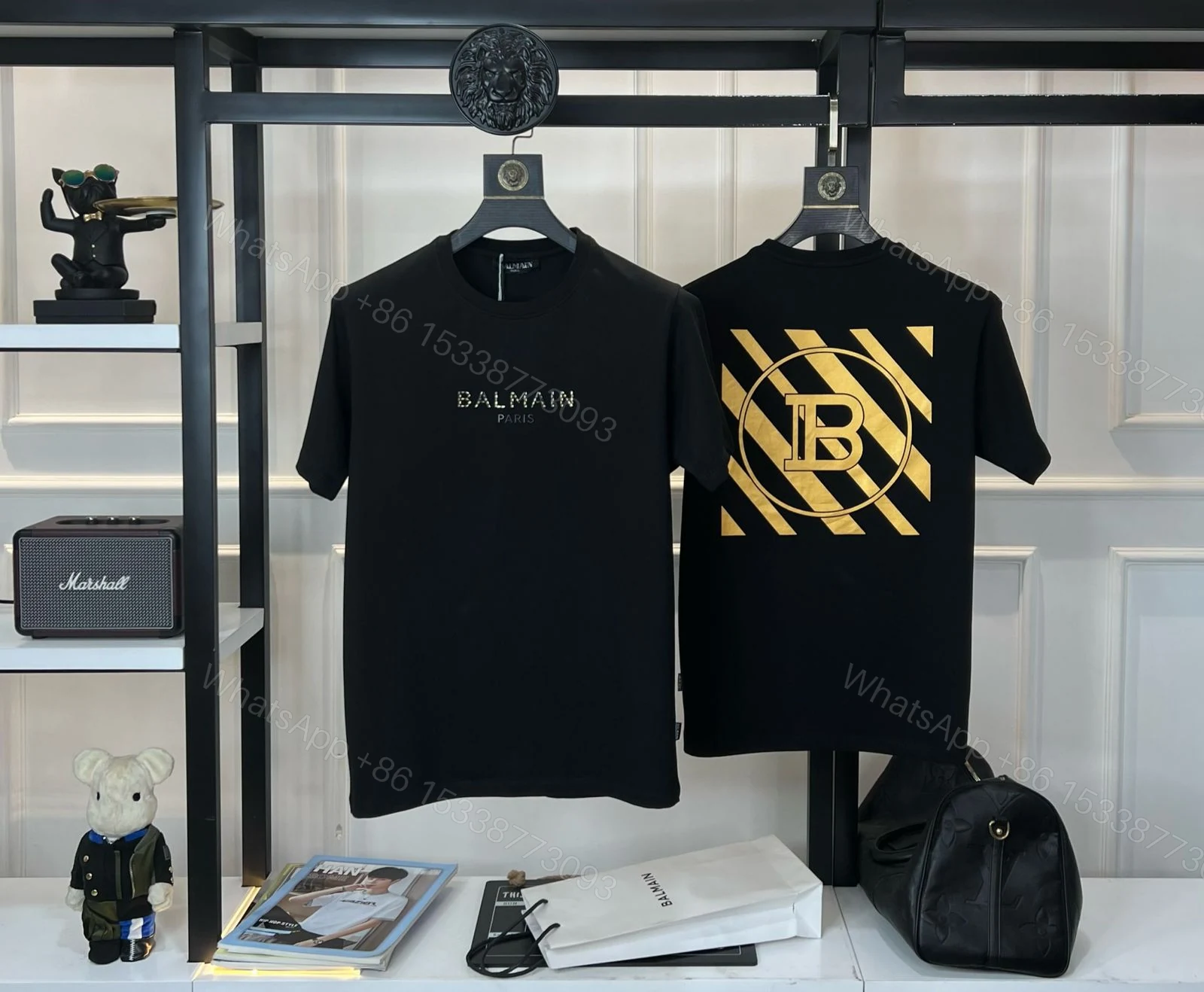 View 3 of FIRST COPY BALMAIN Heavy Gsm Cotton Lycra Round Neck Premium Fit T-Shirt