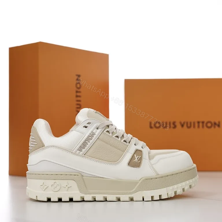 Chunky Modern LV-Inspired Leather Sneaker â€“ High-Top Comfort — view 1
