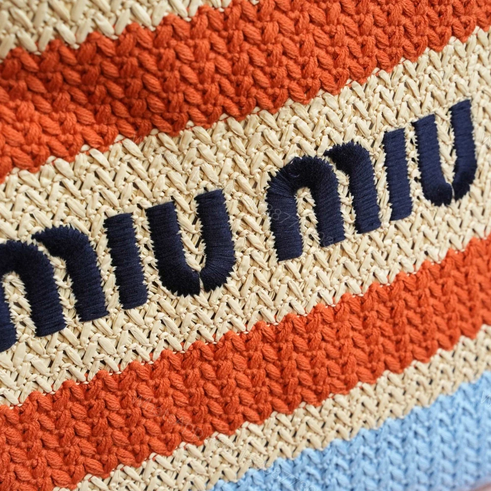 View 9 of 高仿miumiu*5BG228拼色LOGO手提包拼藍色免檢版