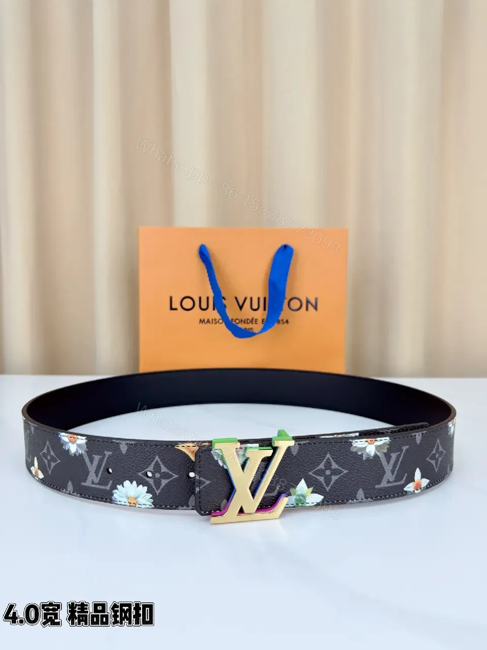 View 5 of Chic Monogram Floral Belt: Luxury Coated-Canvas Accessory