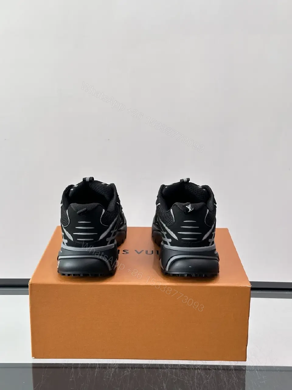 View 5 of Black Mesh Louis Vuitton Style Chunky Sneakers