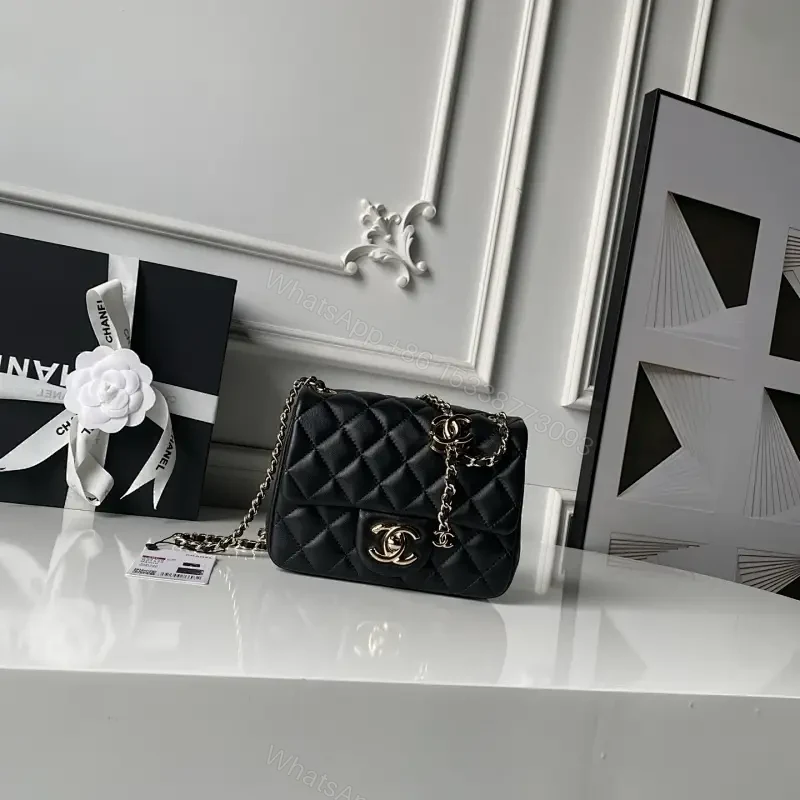 Black Quilted Leather Flap Bag with Chain, Classic Weekender Elegance — view 1