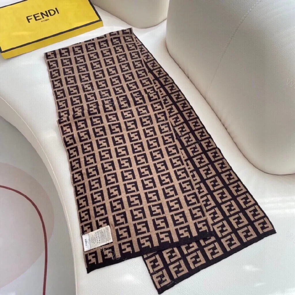 View 6 of Bold Fleece Knit Scarves: Luxe Camel-Espresso Wrap