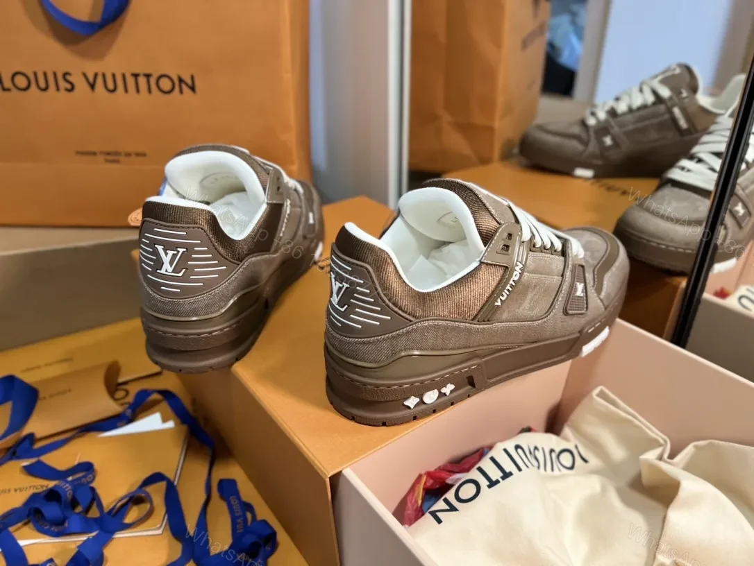 View 8 of Brown Leather-Trim Sneaker: Modern Luxury Comfort Footwear