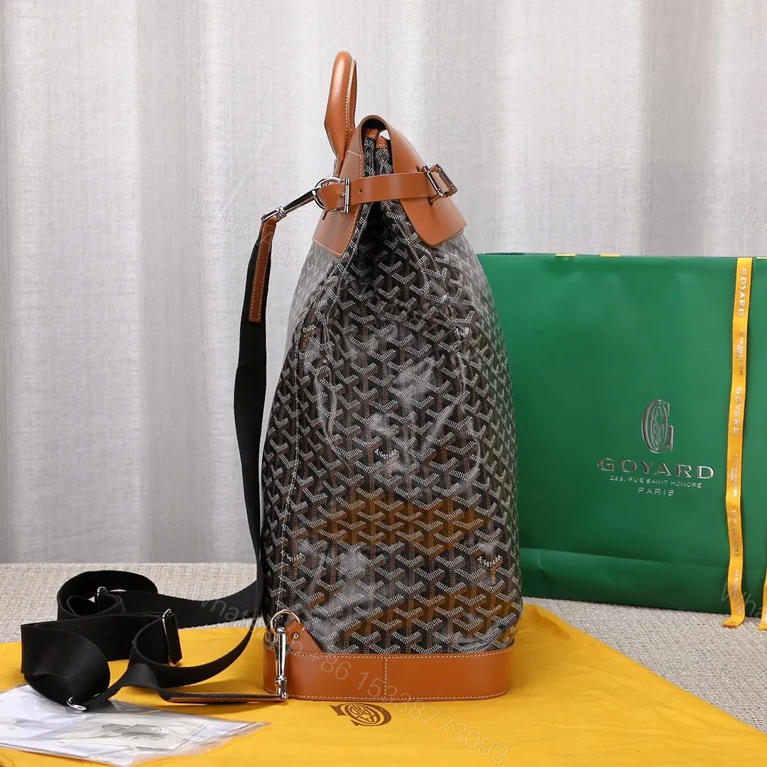 View 3 of Goyard Black Goyardine & Brown Leather Steamer Bag