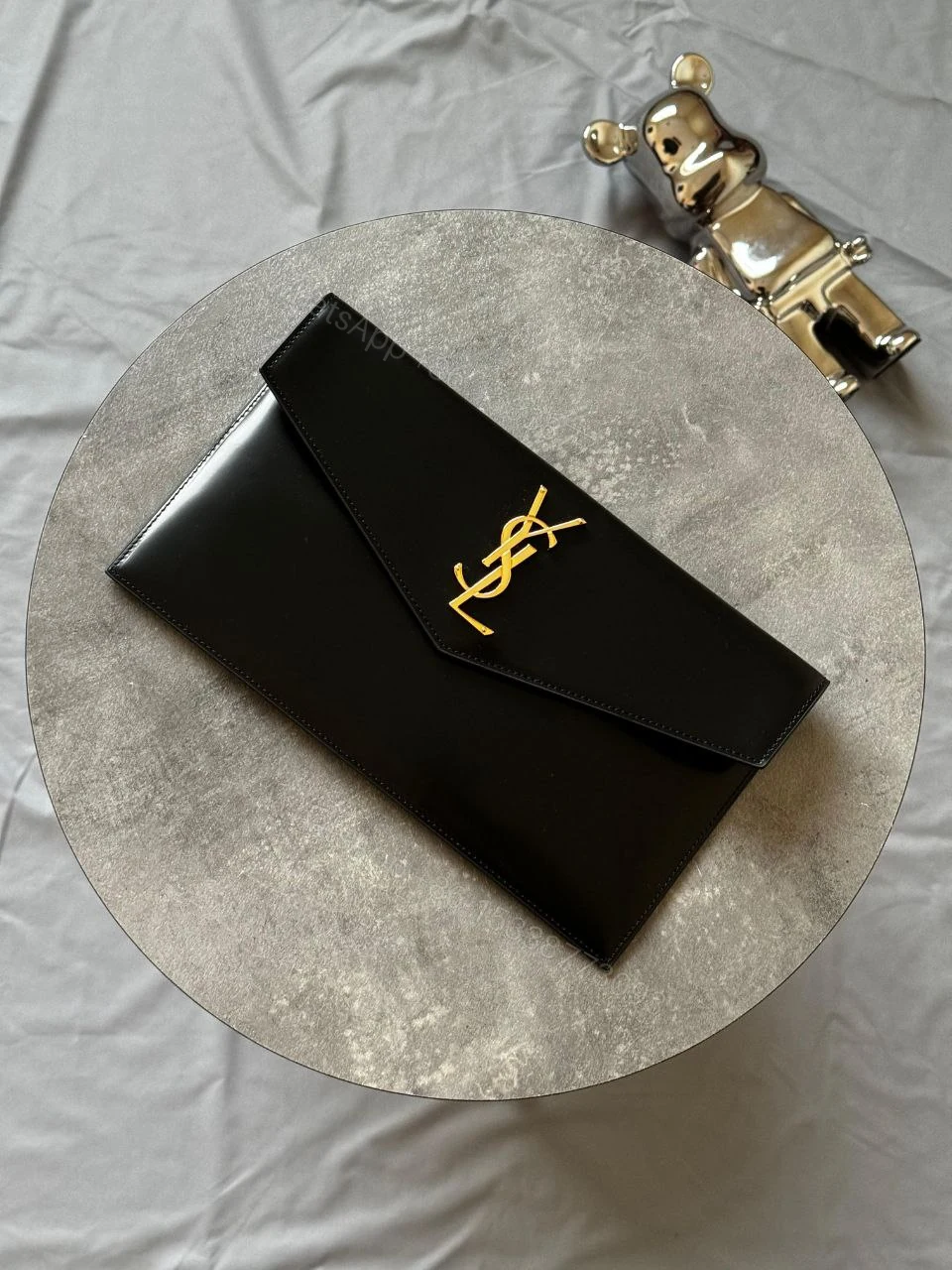 Saint Laurent Uptown Grain de Poudre Leather Clutch — view 1