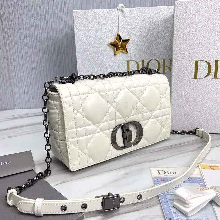 View 7 of Ivory Quilted Leather Shoulder Bag - Signature Hardware Modern Elegance