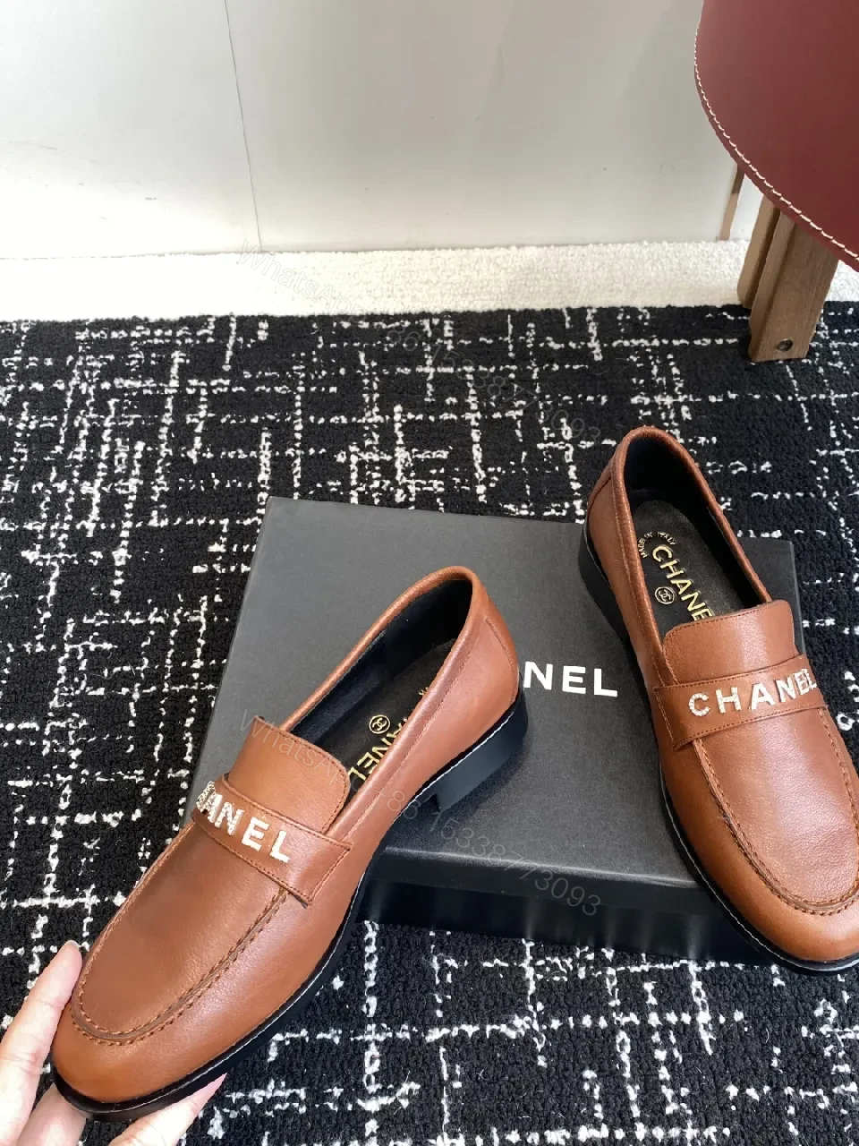 View 6 of Cognac Leather Loafers - Signature Band, Luxe Style, Slip-On