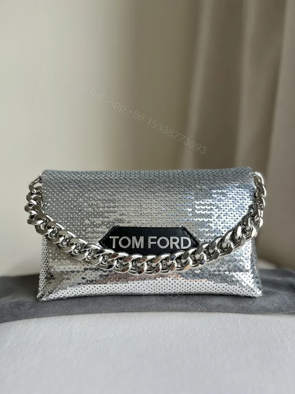 View 4 of Chic Metallic Crossbody Clutch: Bold Chain Luxury