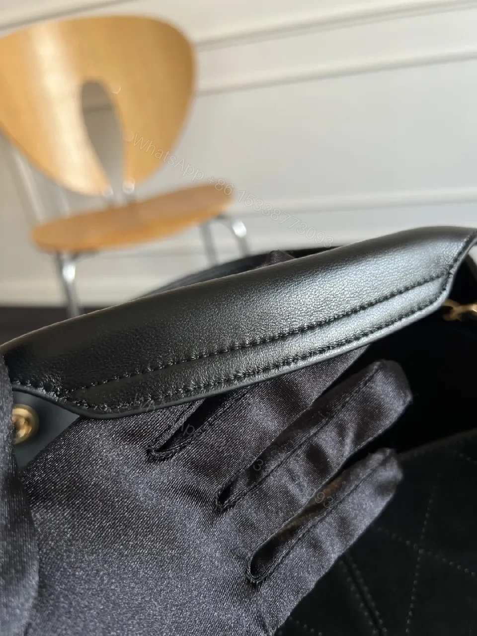 View 9 of Quilted Grand Tote: Black Leatherette, Gold Hardware, Luxury