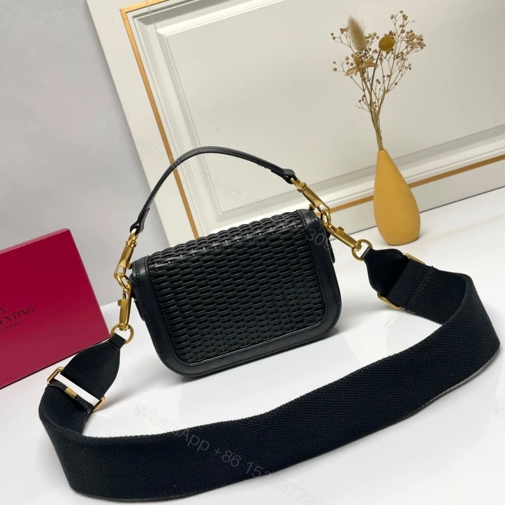 View 4 of VALENTINO GARAVANI ALLTIME WOVEN SHOULDER BAG BLACK 22CM