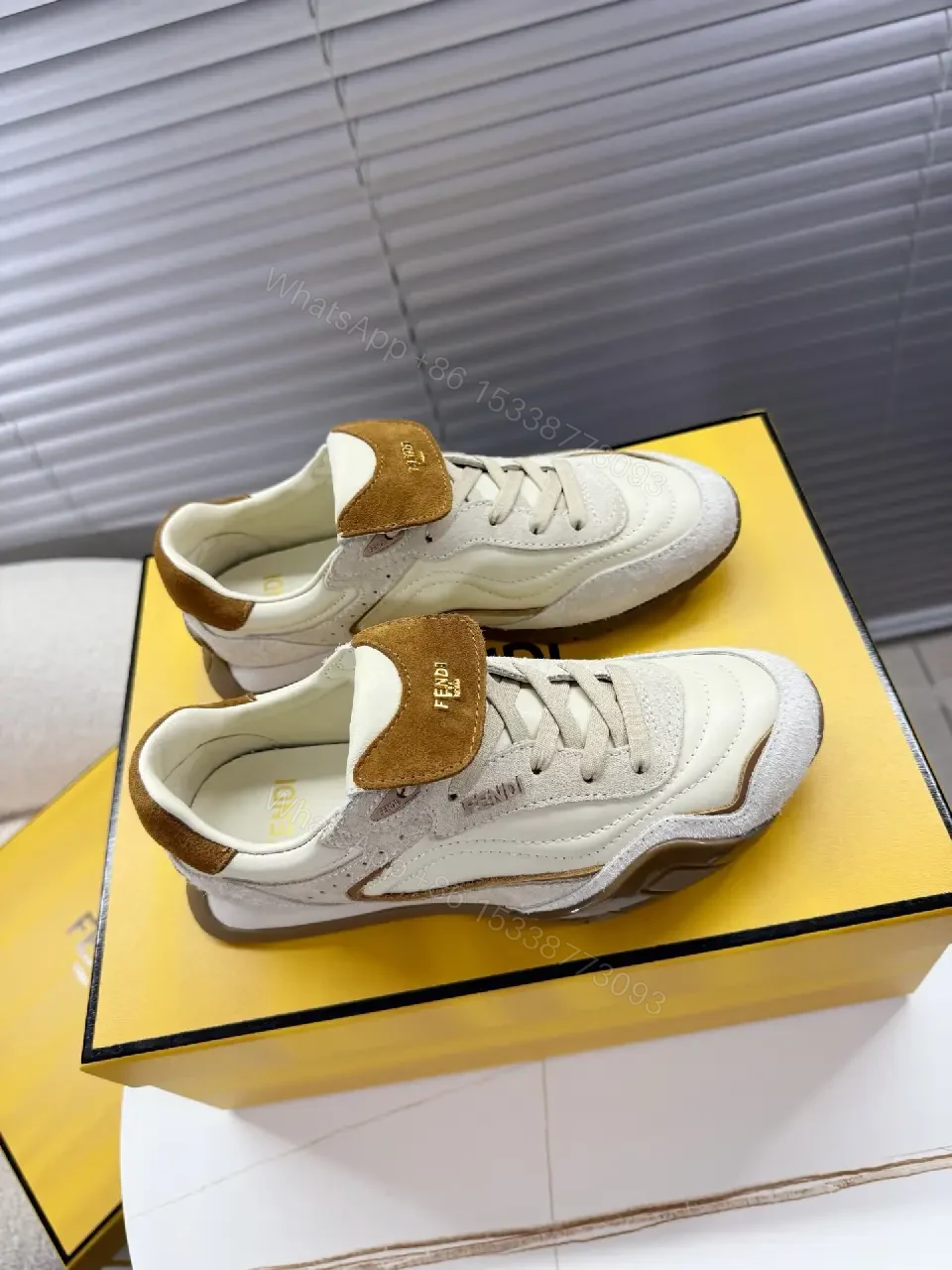 View 4 of White Leather Suede Casual Adjustable Velcro Fashion Sneaker