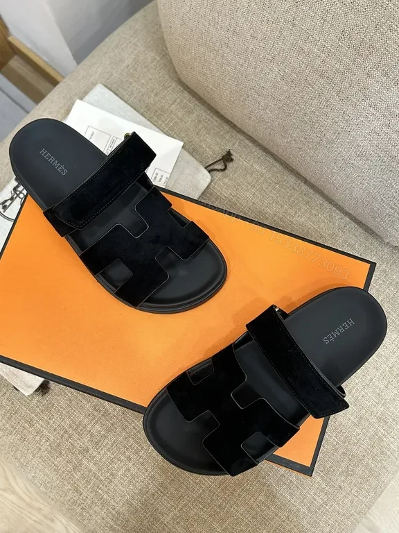 View 2 of Charcoal Suede-Feel Hermes-Style Open-Back Sandals: Subtle Luxury