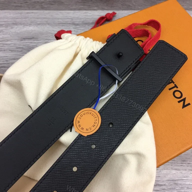 View 2 of Bold Leather LV Belt: Textured Luxury, Subtle Logo, All-Day Comfort