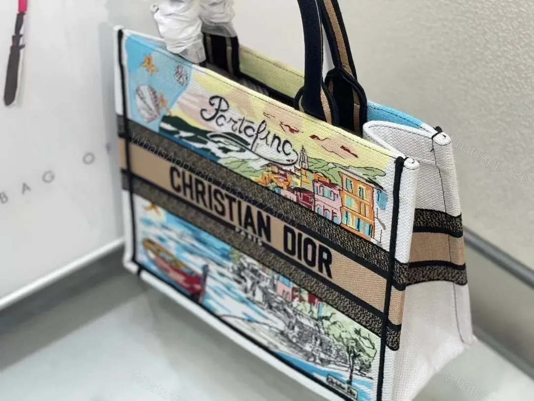 View 2 of Vibrant Canvas Tote: Cityscape & Coastal Bold Straps Tote