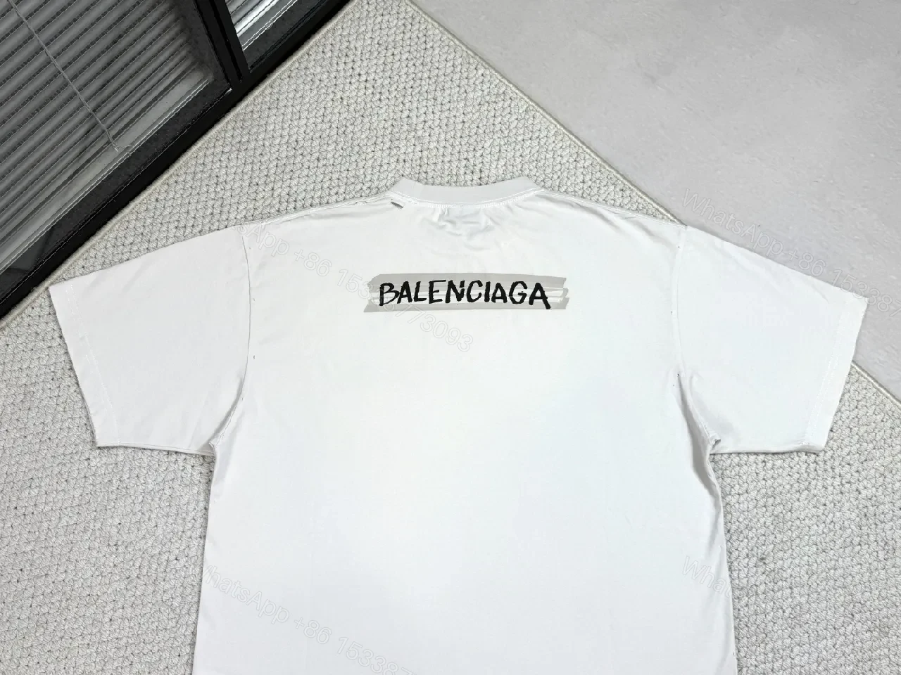 View 8 of White Cotton Tee with Minimalist Luxury Patch